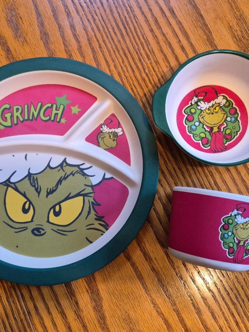 Grinch Plate, Bowl, Cup Kid's Set